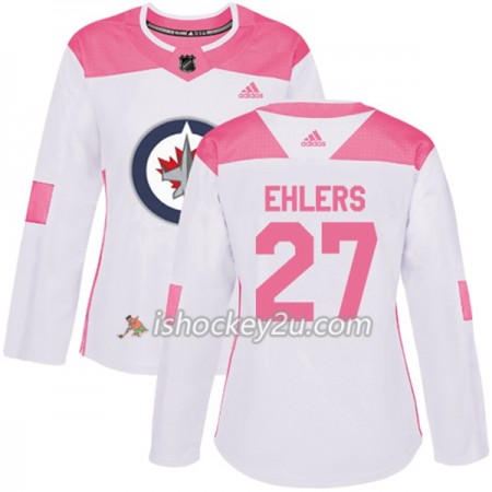 Dame NHL Winnipeg Jets Trøje Nikolaj Ehlers 27 Adidas 2017-2018 Hvid Lyserød Fashion Authentic